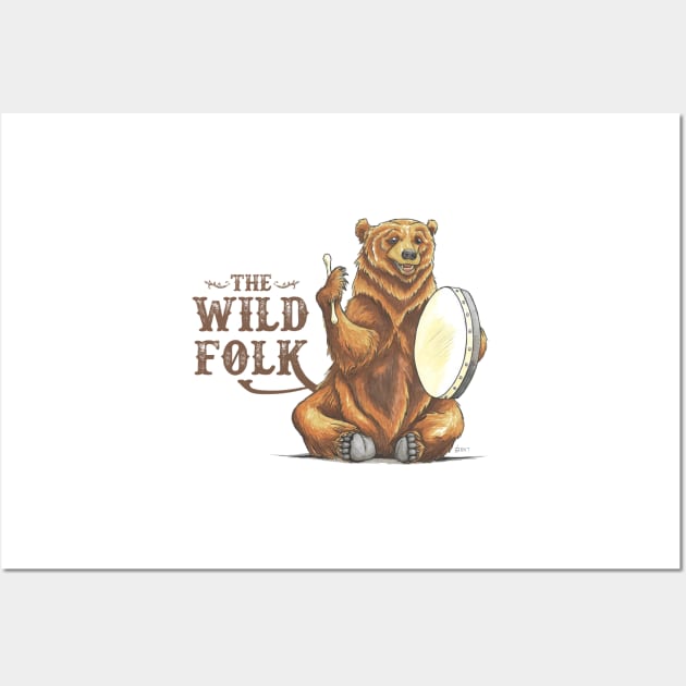 The Wild Folk - Bear on Bodhran Wall Art by shiro